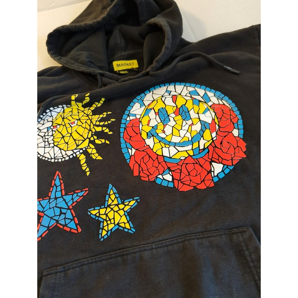 Graphic 3-D Print Hoodie Front Back Logo Pouch Pocket Grunge Hipster Festival